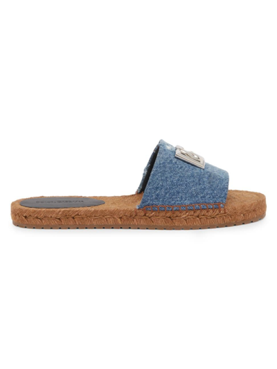 Dolce & Gabbana Women's Denim Dg Espadrille Slides In Blue
