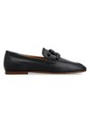 TOD'S WOMEN'S LOGO-ACCENTED LEATHER LOAFERS