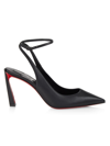 Christian Louboutin Condora Leather Red Sole Ankle-strap Pumps In Black
