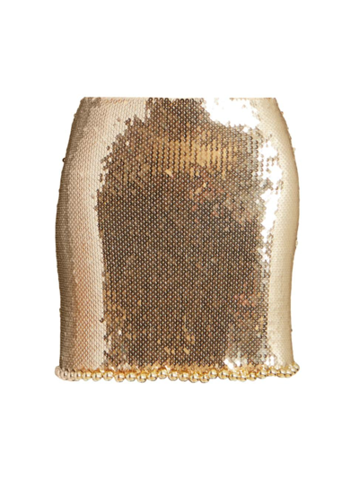 Rabanne Sequinned Mini Skirt In Light Gold