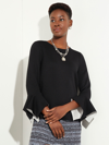 Misook Contrast Handkerchief Sleeve Soft Knit Tunic In Multi