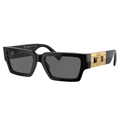 Versace Iconic Ve 4459 Gb1/87 54mm Unisex Rectangle Sunglasses In Black