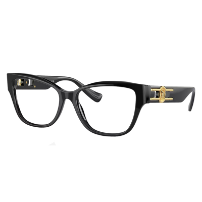 Versace Iconic Ve 3347 Gb1 52mm Womens Cat-eye Eyeglasses 52mm In Black