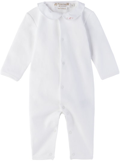 Bonpoint Baby White Andoche Jumpsuit In 128 Upb Framboise