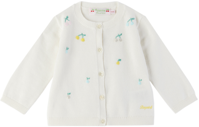 Bonpoint Baby Off-white Claudie Cardigan In 102 Upb Blanc Lait