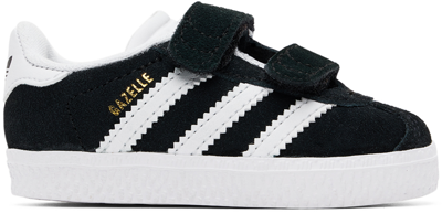 Adidas Originals Baby Black & White Gazelle Comfort Closure Sneakers In Black / White /white