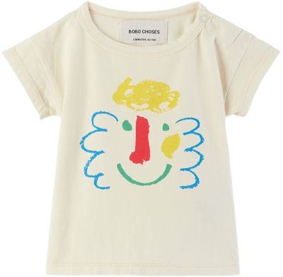 Bobo Choses Baby Off-white Happy Mask T-shirt In Off White