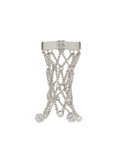 Givenchy Silver Pearling Crystal Ring In White Silvery