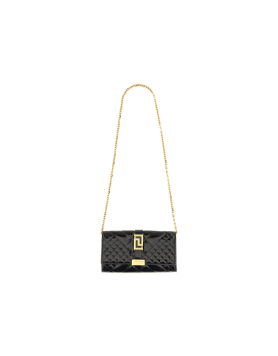 Versace Designer Handbags "greca Goddess" Clutch Bag In Black