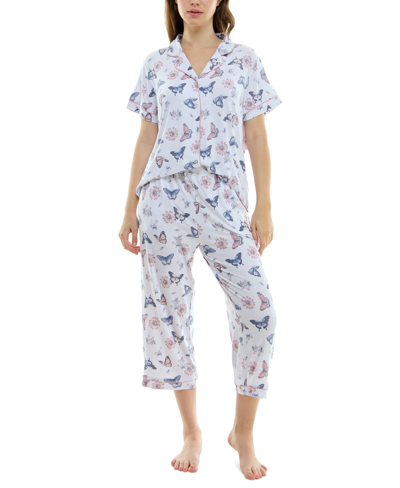 Roudelain Women's 2-pc. Printed Capri Pajamas Set In Allie Butterflies