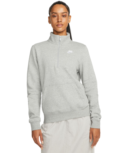 Nike Women's  Sportswear Club Fleece 1/2-zip Sweatshirt In Grey