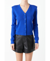 Grey Lab Padded Shoulder V-neck Cardigan In Royal Blue
