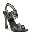 Nine West Lucile Womens Buckle Transparent Ankle Strap In Smokey Black,black