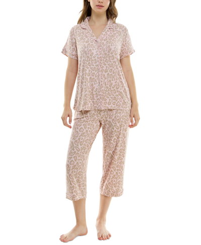 Roudelain Women's 2-pc. Printed Capri Pajamas Set In Allie Leopard