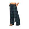 Edikted Lounge Around Plaid Wide Leg Pants In Navy
