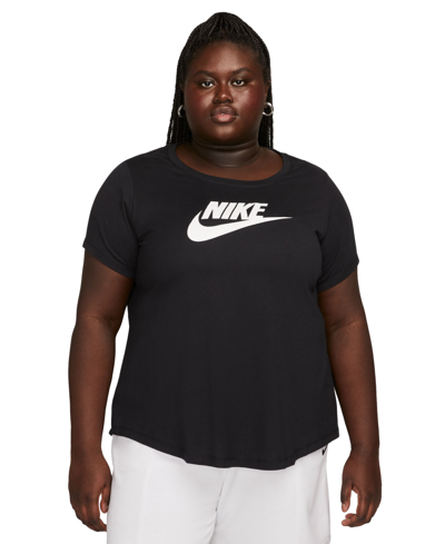 Nike Plus Size Active Sportswear Essentials Short-sleeve Logo T-shirt In Black,white
