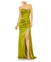 Mac Duggal Strapless Embellished Sweet Heart Neckline Satin Gown In Apple Green