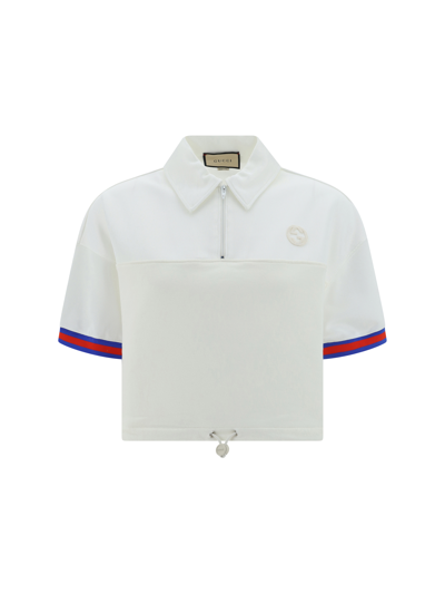 Gucci Logo Patch Polo Shirt In White