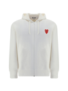 Comme Des Garçons Play Heart-patch Zipped Hoodie In White