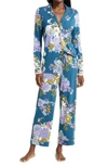 Nordstrom Moonlight Eco Long Sleeve Knit Pajamas In Blue Ceramic Joy Floral