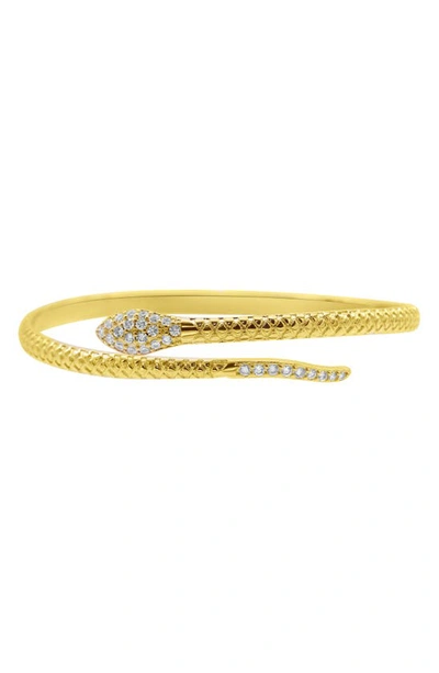 Adornia Crystal Snake Cuff Bracelet In Gold