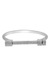Adornia White Rhodium Plated Cz Screw Cuff Bracelet In Silver