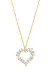 Adornia 14k Yellow Gold Plated Rainbow Cz Heart Pendant Necklace In Gold/ Clear