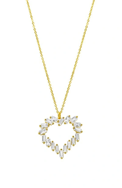 ADORNIA 14K YELLOW GOLD PLATED RAINBOW CZ HEART PENDANT NECKLACE