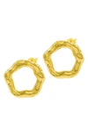 Adornia Water Resistant Hammered Front Hoop Earrings In Gold