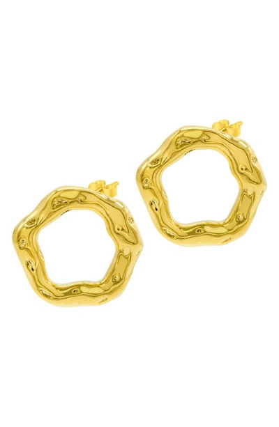 Adornia Water Resistant Hammered Front Hoop Earrings In Gold