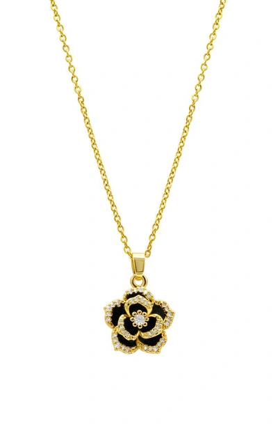 Adornia 14k Gold-plated Black Crystal Carnelian Necklace In Black/ Gold