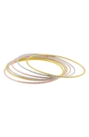 Adornia 14k Gold Plated Tri-color Skinny 7-piece Bangle Set In Multi