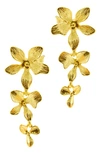 Adornia 14k Yellow Gold Plated Three Petal Drop Earrings In Gold