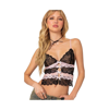 Edikted Cara Sheer Lace Tie Back Camisole In Black-and-pink