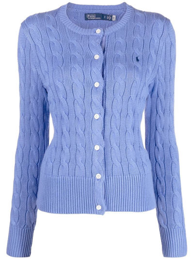 Polo Ralph Lauren Polo Pony Cable-knit Cardigan In Blue