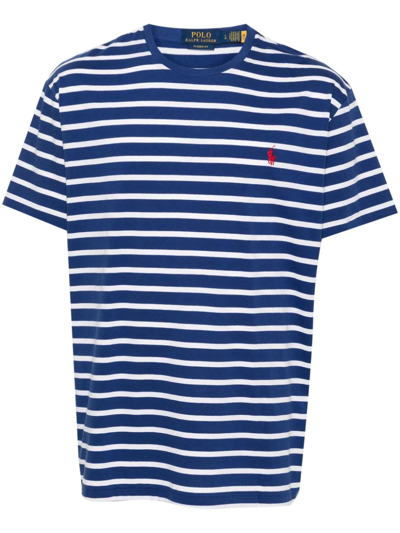Polo Ralph Lauren Striped Cotton T-shirt In 蓝色