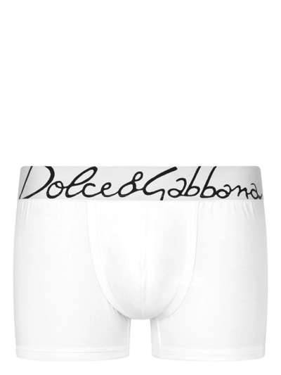 Dolce & Gabbana Boxer Con Logo In White