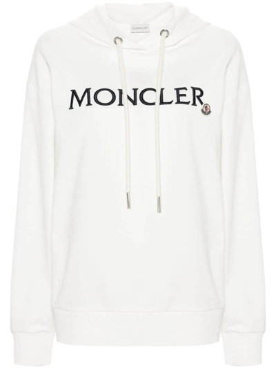 Moncler Felpa Con Cappuccio E Logo In White