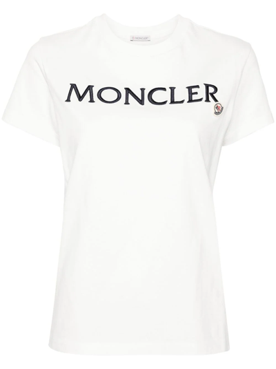 Moncler T-shirt Con Logo In White