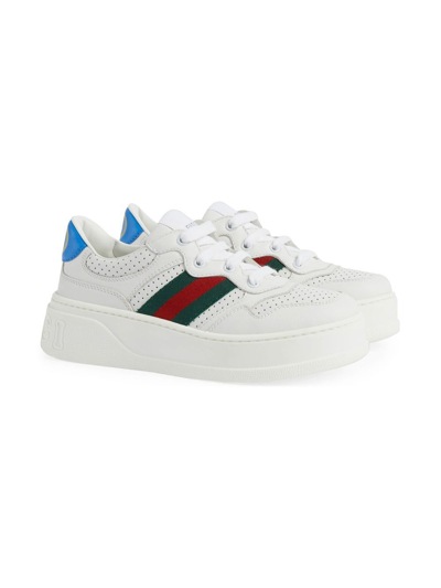 Gucci White Low Trainers With Web Tape Men