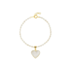 Freya Rose Rice Pearl Bracelet With Heart Charm In White