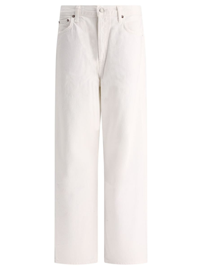 Agolde Rigid Low-slung Baggy Jeans In White