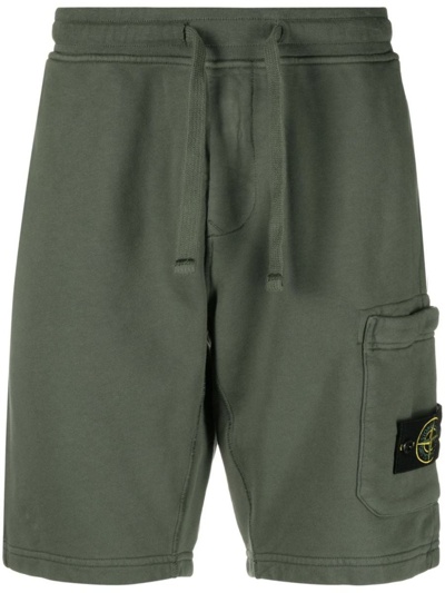 Stone Island Drawstring Logo Patch Shorts In Grey