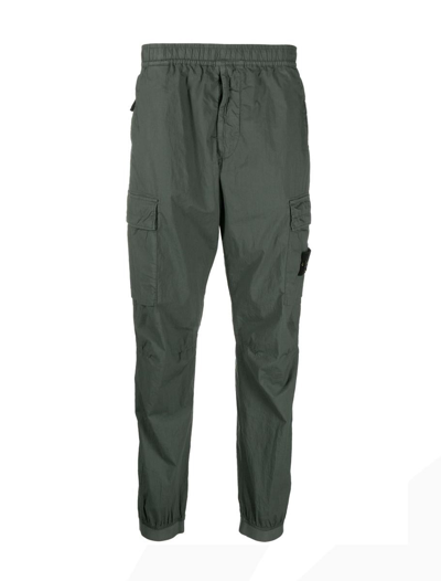 Stone Island Compass Patch Elasticated Waist Cargo Trousers In Muschio