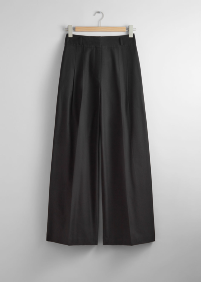 Other Stories Wide Tailored Trousers In Black
