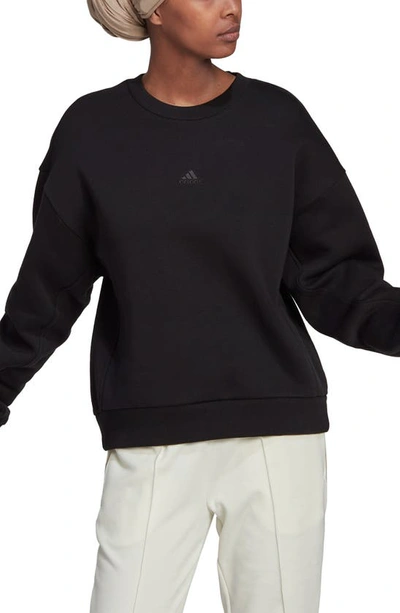 Adidas Originals Women's All Szn Fleece Crew Neck Sweatshirt In Black