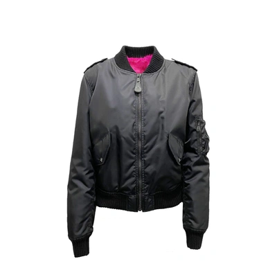 As65 Eco Fur Lining Bomber Jacket In Black