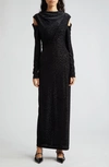 Puppets And Puppets Black Cold Shoulder Midi Dress In Black