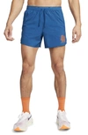 Nike Men's Running Energy Stride 5" Brief-lined Running Shorts In Court Blue/court Blue/safety Orange