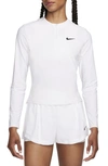 Nike Women's Court Advantage Dri-fit 1/4-zip Tennis Mid Layer In White/ Black